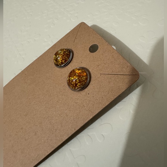 ❄️ SALE! BRAND NEW Festive Amber & Golden Colored Studs Sparkly Holiday Seasonal - Picture 3 of 10